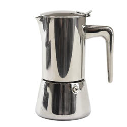 Edelstahl-Mokkakanne Silver für Induktion - 4 Tassen
